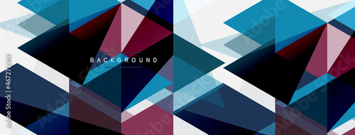 Color triangles composition, geometric abstract background. Techno or business concept, pattern for wallpaper, banner, background, landing page