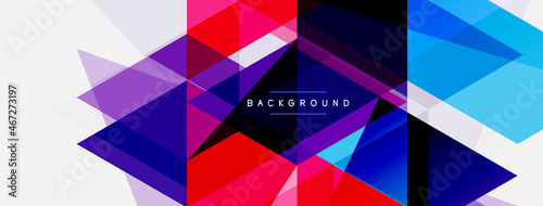 Color triangles composition, geometric abstract background. Techno or business concept, pattern for wallpaper, banner, background, landing page