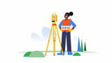 Illustration of a black female land surveyor