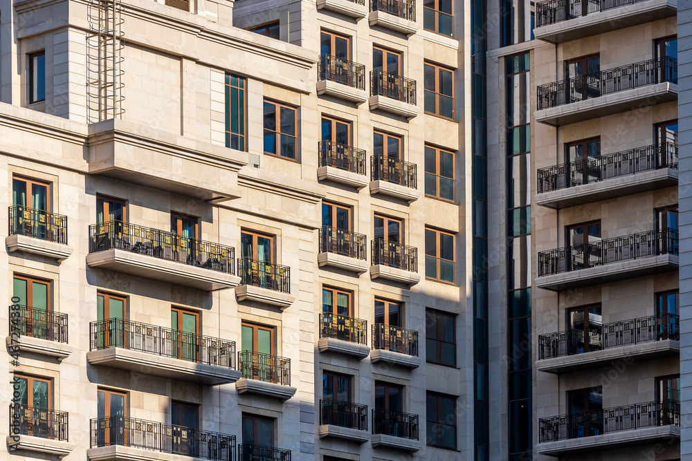 Obraz premium The facade in elite modern residential complex . Modern architecture