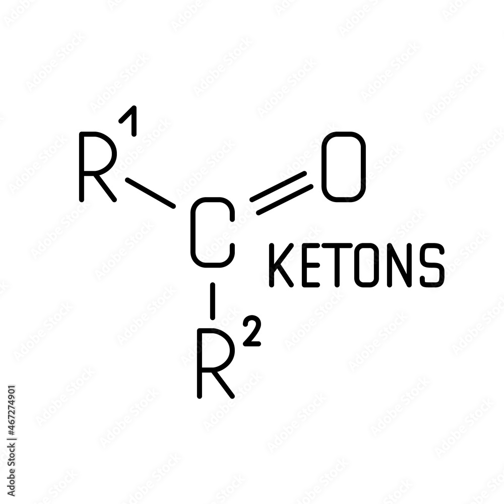 Keton molecule formula. Pixel perfect, editable stroke icon Keton molecule formula. Pixel perfect, editable stroke icon