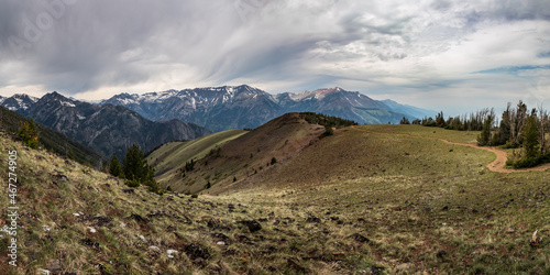 Winding trail on the peak photo