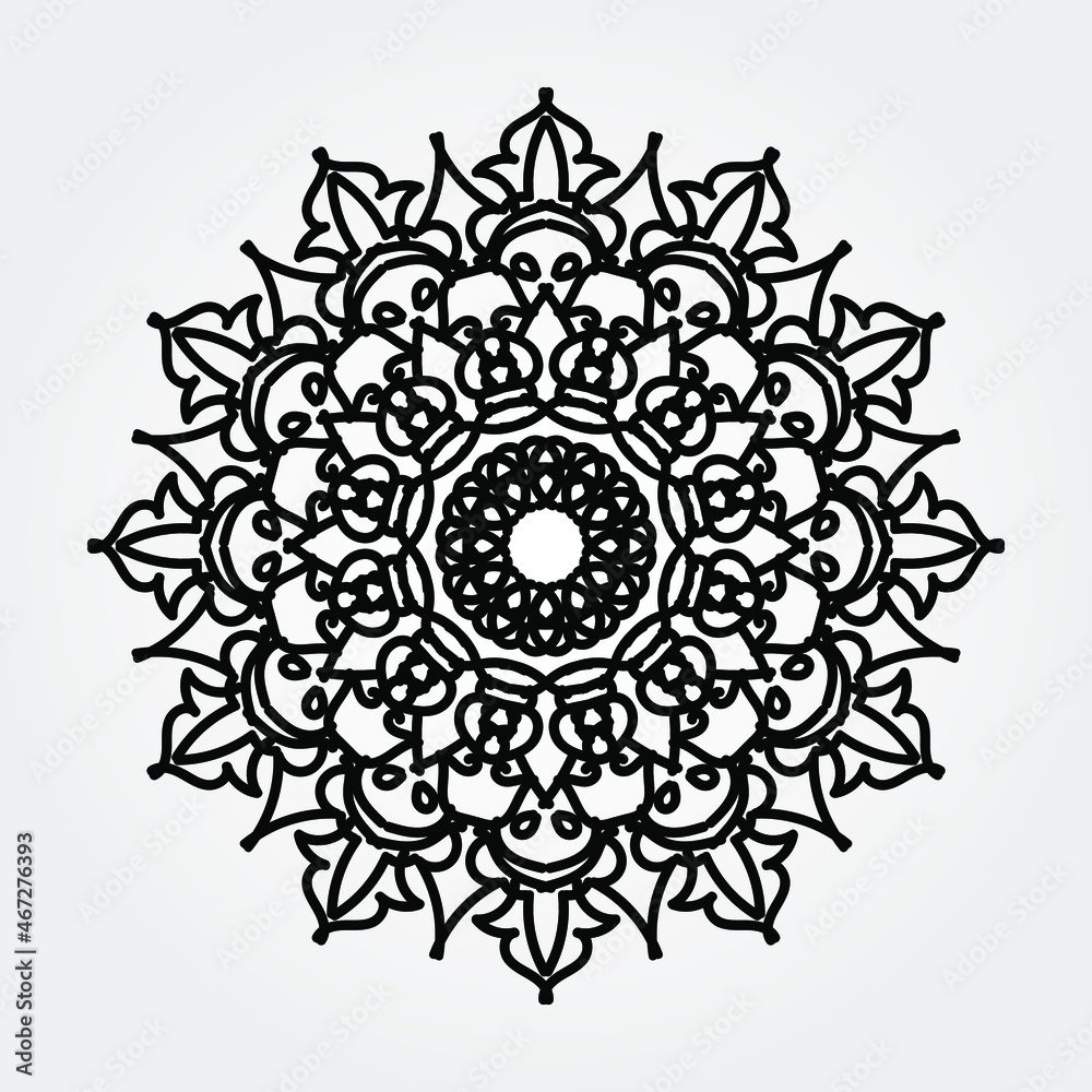 Indian Ornament black white card with mandala