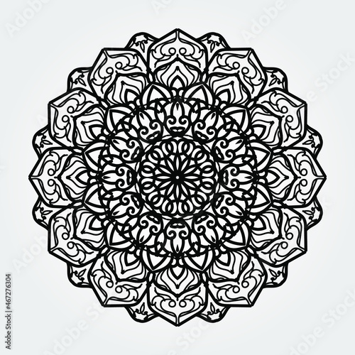 Indian Ornament black white card with mandala