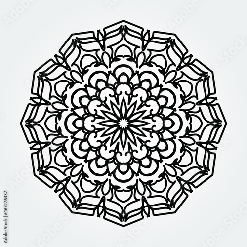 Indian Ornament black white card with mandala