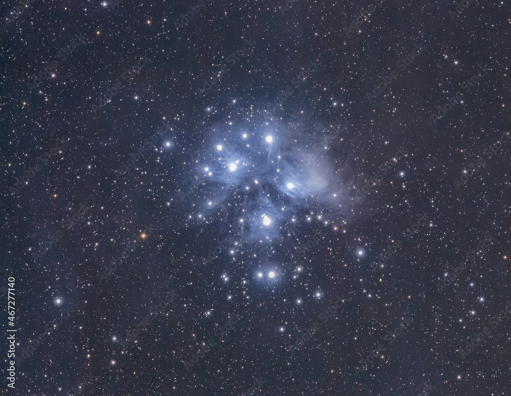 The Pleiades, also known as the Seven Sisters Stock Illustration