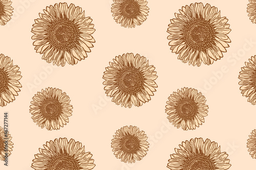 Vintage sunflower patterned background vector illustration, remix from artworks by Samuel Jessurun de Mesquita photo