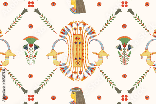 Egyptian ornamental vector seamless pattern background