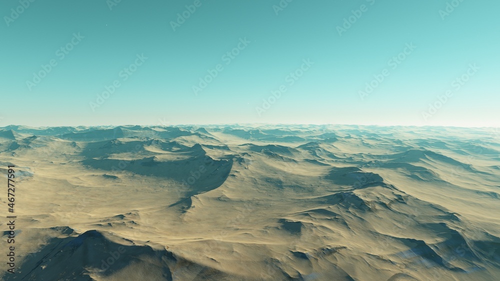 Fototapeta premium view from a beautiful planet, alien planet landscape, science fiction illustration 3d render