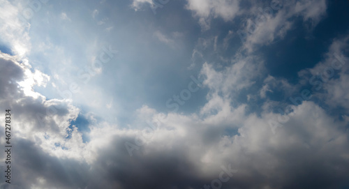 blurred blue sky with clouds and sun in Brazil