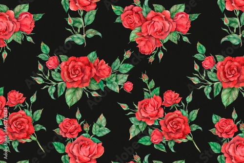 Fototapeta Naklejka Na Ścianę i Meble -  Red rose pattern background vector