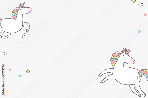 Colorful vector unicorn pastel cartoon on white wallpaper photo