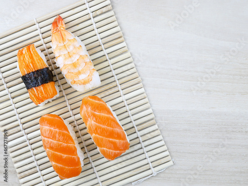Sushi on a wooden background