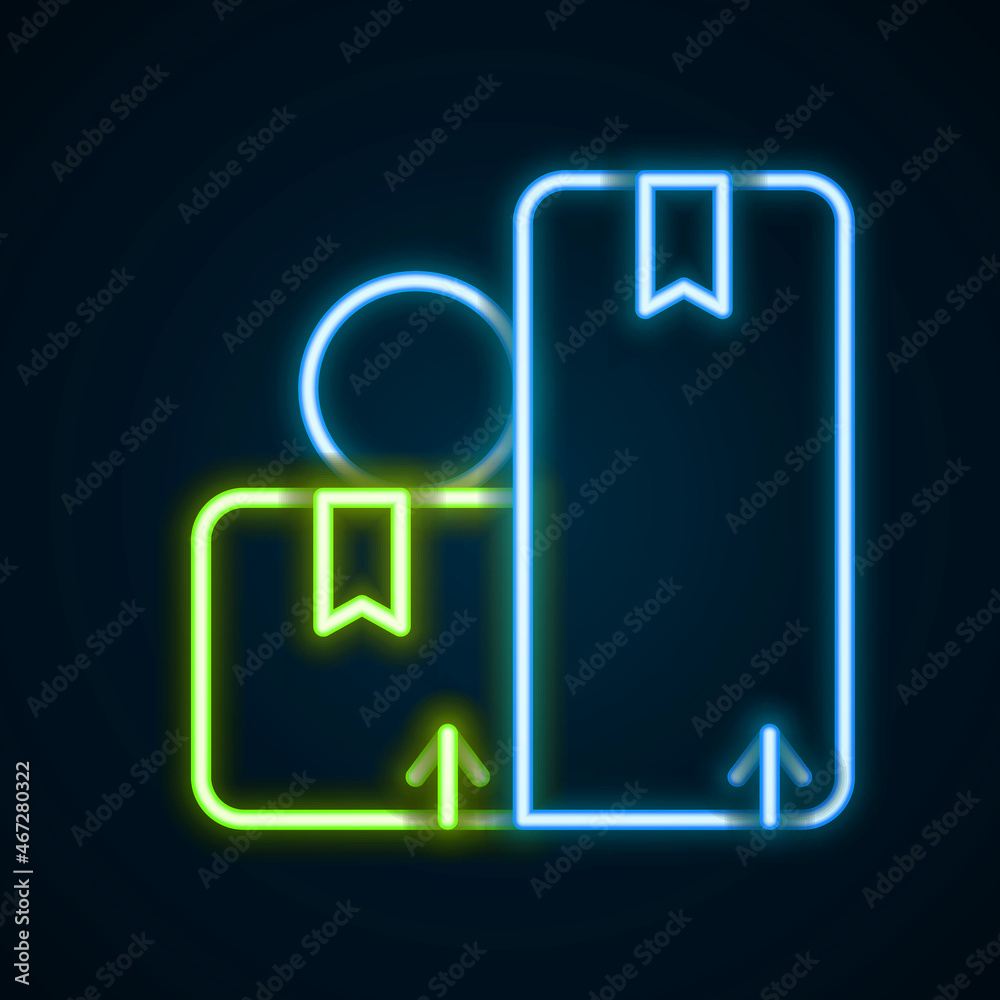 Glowing neon line Carton cardboard box icon isolated on black background. Box, package, parcel sign. Delivery and packaging. Colorful outline concept. Vector Glowing neon line Carton cardboard box icon isolated on black background. Box, package, parcel sign. Delivery and packaging. Colorful outline concept. Vector