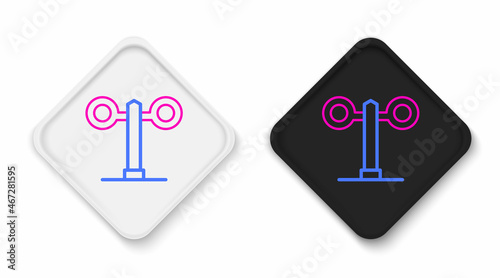 Line Train traffic light icon isolated on white background. Traffic lights for the railway to regulate the movement of trains. Colorful outline concept. Vector