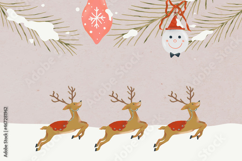 Christmas reindeer background, cute winter holidays pattern illustration vector © Rawpixel.com