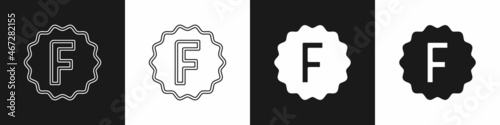 Set Exam paper with incorrect answers survey icon isolated on black and white background. Bad mark of test results. Vector