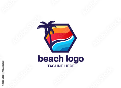 The beach logo  Travelling and recreation logo design template.