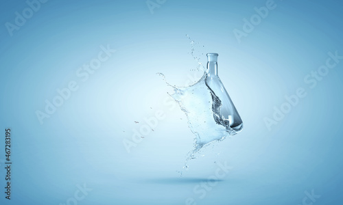 Water splash out of glass bottle