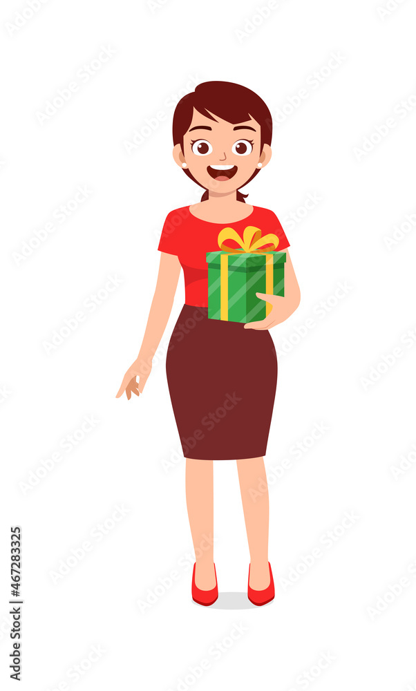 young woman holding box present in christmas young woman holding box present in christmas