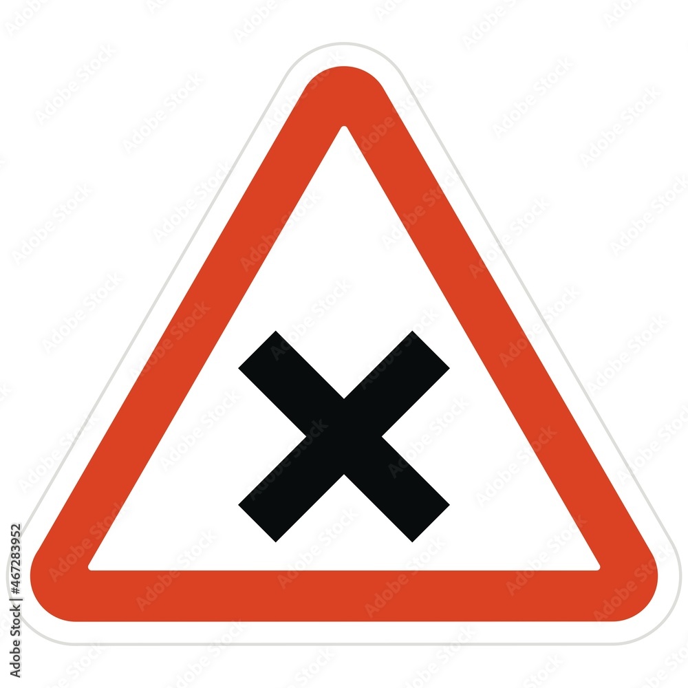 Traffic sign isolated, Dangerous crossing, on white background, vector icon Traffic sign isolated, Dangerous crossing, on white background, vector icon