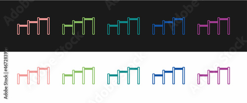 Set Sport horizontal bar icon isolated on black and white background. Vector