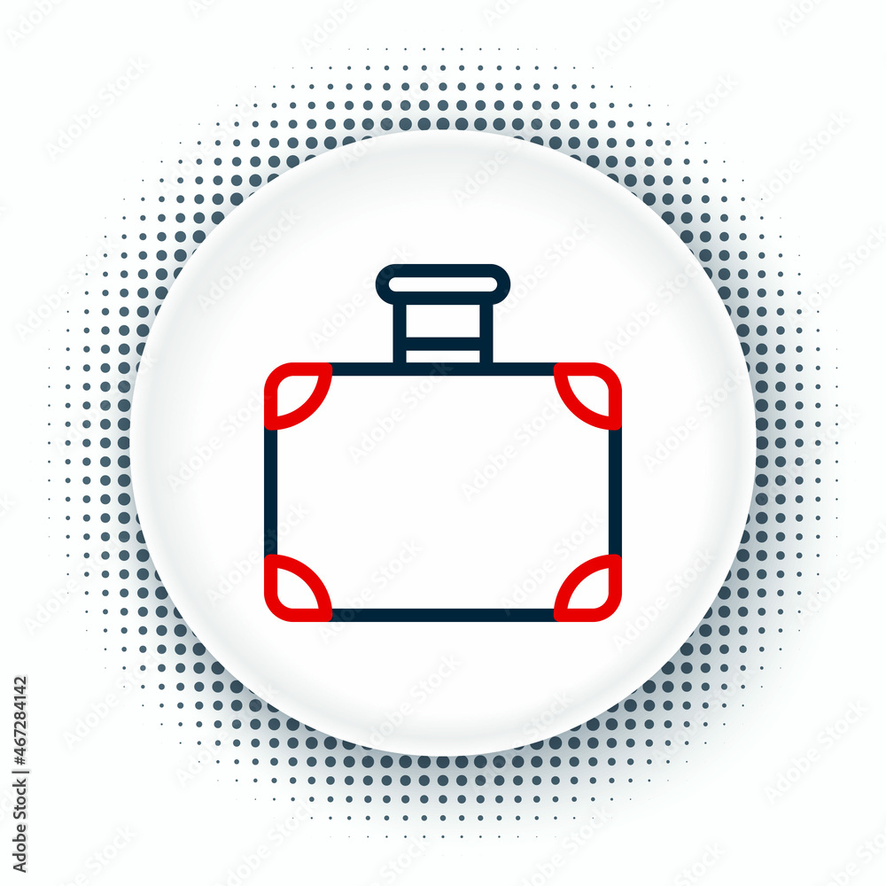 Line Suitcase for travel icon isolated on white background. Traveling baggage sign. Travel luggage icon. Colorful outline concept. Vector Line Suitcase for travel icon isolated on white background. Traveling baggage sign. Travel luggage icon. Colorful outline concept. Vector