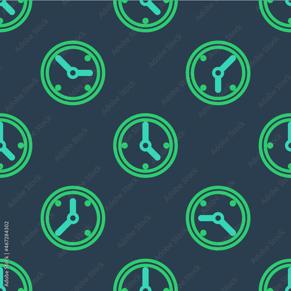 Line Clock icon isolated seamless pattern on blue background. Time symbol. Vector Line Clock icon isolated seamless pattern on blue background. Time symbol. Vector