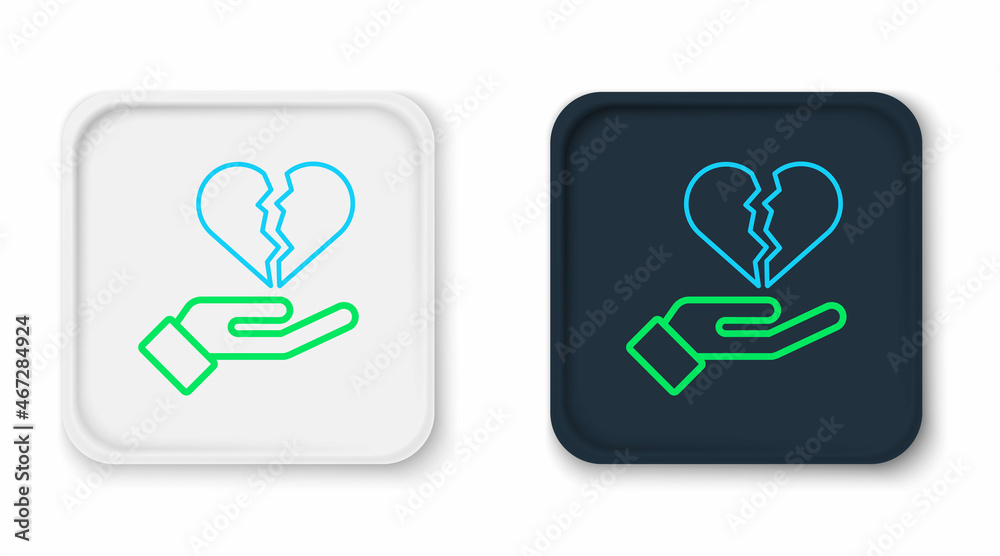 Line Broken heart or divorce icon isolated on white background. Love symbol. Valentines day. Colorful outline concept. Vector Line Broken heart or divorce icon isolated on white background. Love symbol. Valentines day. Colorful outline concept. Vector