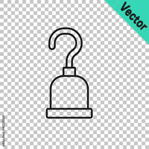 Black line Pirate hook icon isolated on transparent background. Happy Halloween party. Vector