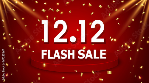 12.12 flash sale shopping day banner on red background