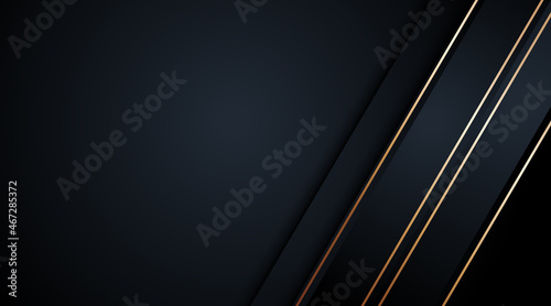 Black abstract background and golden lines