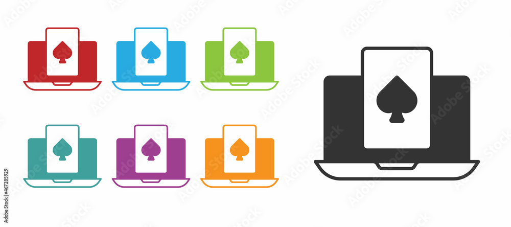Black Online poker table game icon isolated on white background. Online  casino. Set icons colorful. Vector Stock Vector | Adobe Stock
