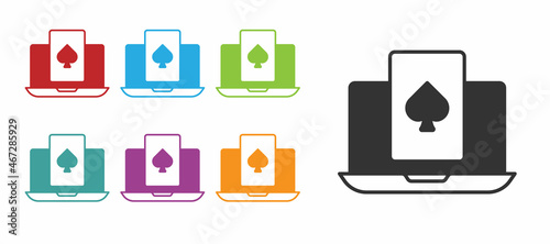 Black Online poker table game icon isolated on white background. Online casino. Set icons colorful. Vector