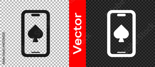 Black Online poker table game icon isolated on transparent background. Online casino. Vector