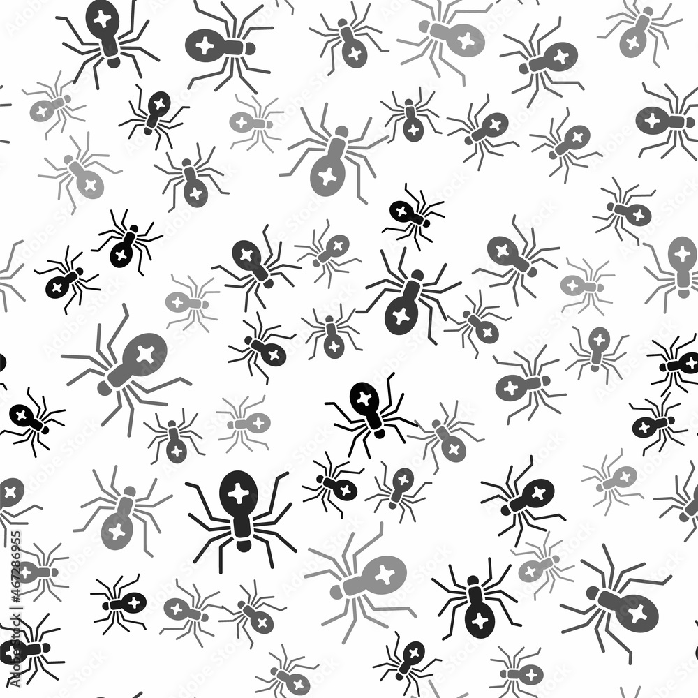 Black Spider icon isolated seamless pattern on white background. Happy Halloween party. Vector Black Spider icon isolated seamless pattern on white background. Happy Halloween party. Vector