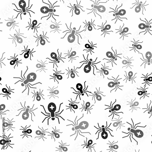 Black Spider icon isolated seamless pattern on white background. Happy Halloween party. Vector