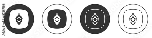 Black Hop icon isolated on white background. Circle button. Vector