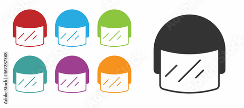 Black Police helmet icon isolated on white background. Military helmet. Set icons colorful. Vector