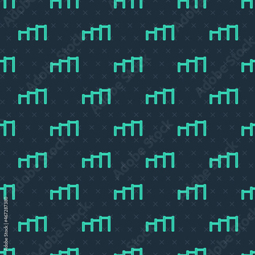 Green line Sport horizontal bar icon isolated seamless pattern on blue background. Vector