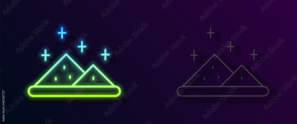 Naklejka premium Glowing neon line Magic powder icon isolated on black background. Vector
