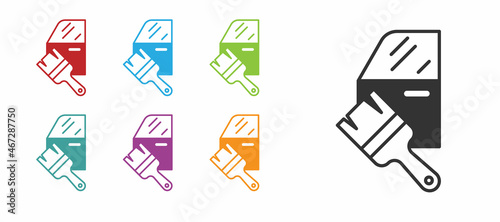 Black Car painting icon isolated on white background. Car body repair process. Set icons colorful. Vector