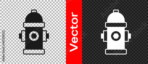 Black Fire hydrant icon isolated on transparent background. Vector