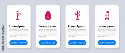 Set Furniture nightstand with lamp, Coat, Pouf and Floor. Business infographic template. Vector