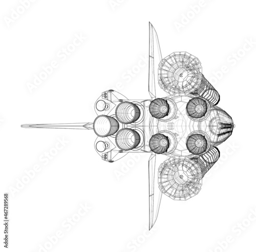Rocket carrying space shuttle