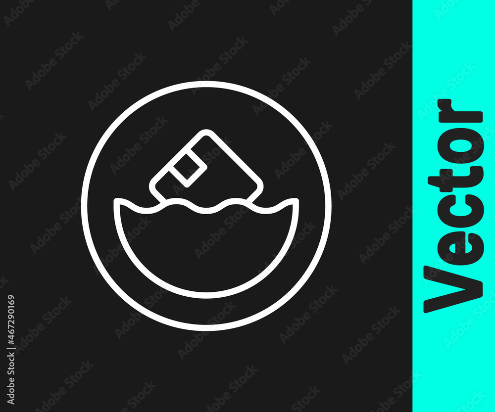 White line Carton cardboard box icon isolated on black background. Box, package, parcel sign. Delivery and packaging. Vector