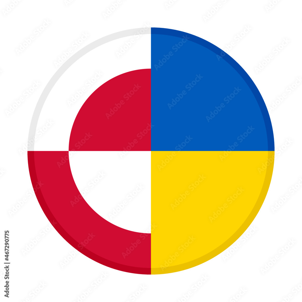 Fototapeta premium round icon with greenland and ukraine flags. vector illustration isolated on white background