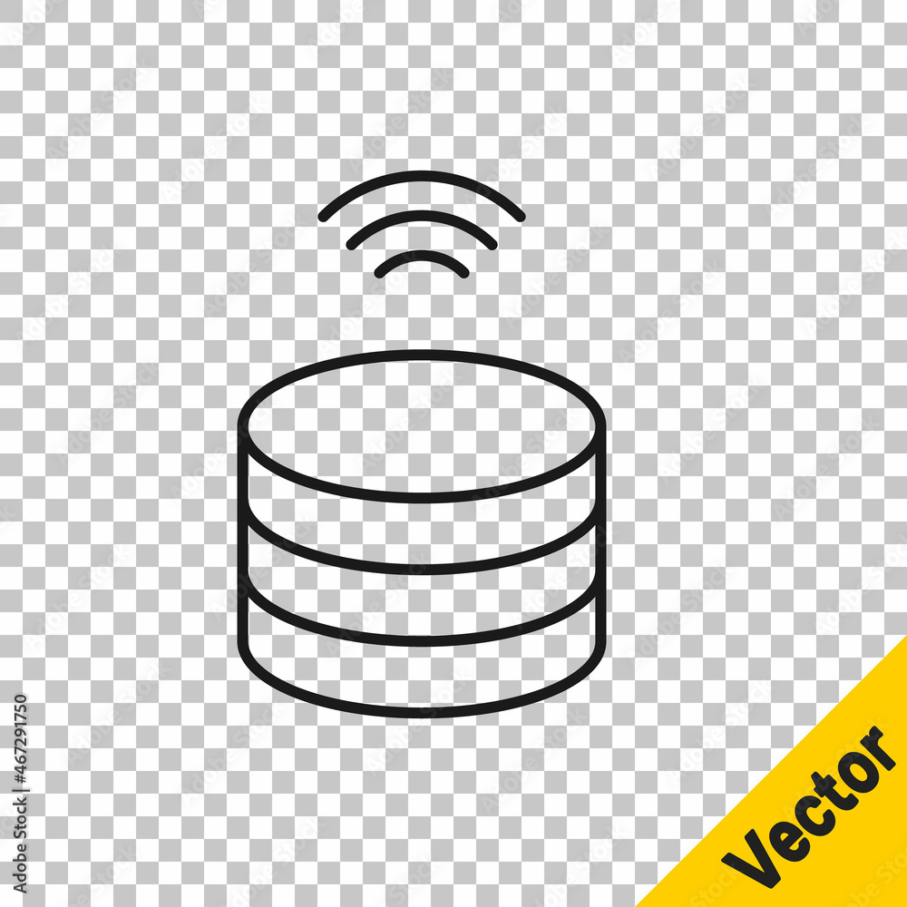 Black line Smart Server, Data, Web Hosting icon isolated on transparent background. Internet of things concept with wireless connection. Vector Black line Smart Server, Data, Web Hosting icon isolated on transparent background. Internet of things concept with wireless connection. Vector