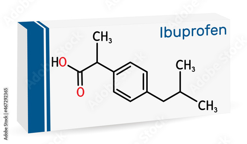 Cuadro en lienzo Ibuprofen molecule, is a nonsteroidal anti-inflammatory drug NSAID drug