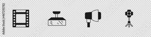 Set Camera roll cartridge, Softbox light, and icon. Vector